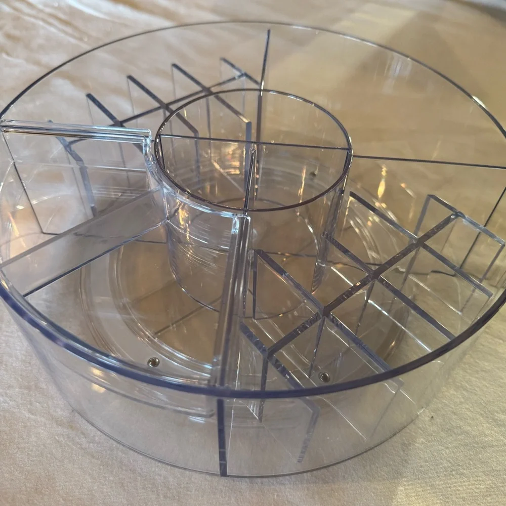 NEW iDesign Clear Plastic Lazy Susan Carousel Turntable Organizer with Dividers